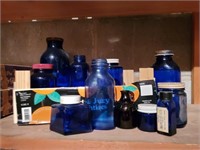 Cobalt, medicine bottles & jars