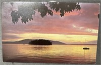 Vintage Sunset From Chuckanut Drive Postcard RPPC