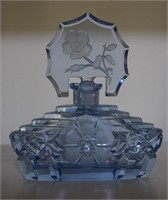 Vintage Blue Crystal Art Deco Perfume Bottle