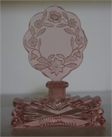 Vintage Pink Crystal Art Deco Perfume Bottle