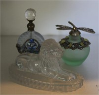 Vintage Perfume Bottles & Glass Lion