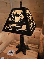 Cool Northwoods lamp 24" t - edging on shade is