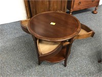 Unusual table with four fold out drawers