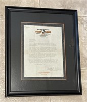 1933 Signed Walt Disney letter framed