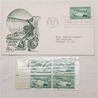 1952 1st Day Issue Grand Coulee Dam + Plate Block