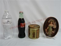 Pepsi Cola Tip tray, Coca-Cola Tin & Santa Bottle