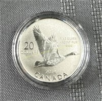 2014 Canada 9999 fine silver 20 dollar coin