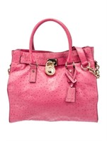 Michael Kors Pink Ostrich Top Handle Bag