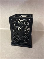 Cute black iron rooster kitchen utensil holder