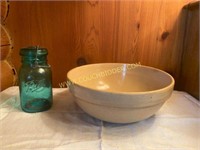 Antique Ribbed Crock Bowl