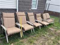 Wooden Patio Set & Cushions 4 Chairs & Loveseat