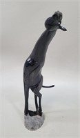 Giraffe Carved Water Buffalo Horn Sculpture vtg