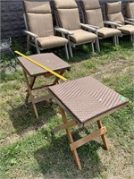 Wooden Folding Patio Tables Pair