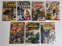 7) VINTAGE CONAN & SGT FURY COMIC BOOKS