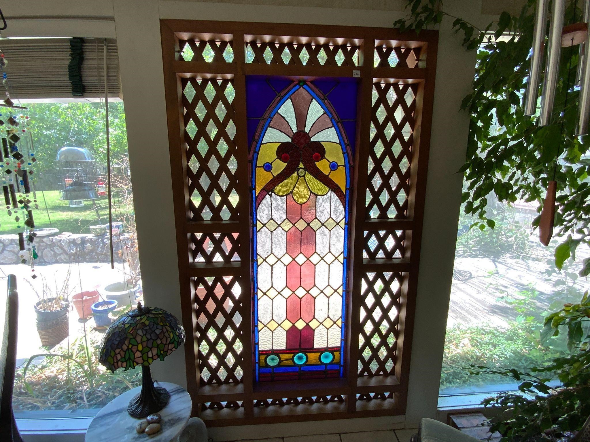 Antique Large Stained Glass Church Window