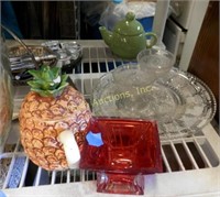 contents of shelf w/ punch bowl