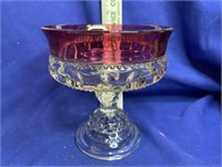 Ruby Flash King’s Crown Compote Candy Dish.