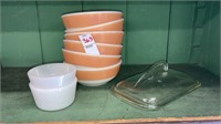 Stack of 6 Corning USA cereal bowls, Glasbake