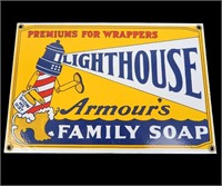 ARMOUR'S LIGHTHOUSE FAMILY SOAP ADVERTISING SIGN