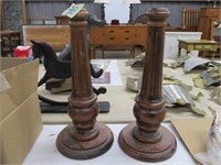 PAIR OF WOODEN CANDLE STICK HOLDERS