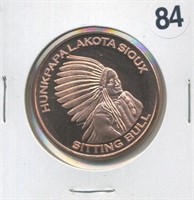 Sitting Bull Design One Ounce .999 Copper Round