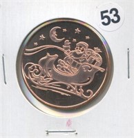 Santa Claus and Sleigh One Ounce .999 Copper Round