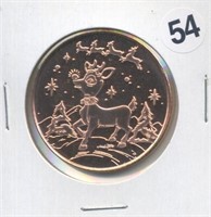 Rudolph Red Nosed Reindeer One Ounce .999 Copper R