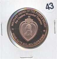 Purple Heart Medal One Ounce .999 Copper Round
