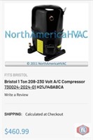 1 pcs; Bristol 1 Ton 208-230 Volt A/C Compressor