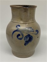 Early Blue Decorated Stoneware Pitcher.