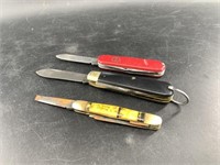 3 Vintage pocket knives including Camillus scout k