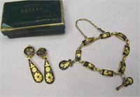 Asian Damascene Jewelry Set