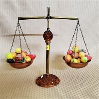 Amber Glass Scale w/ Fruit Decor