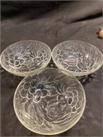 (3) Vintage Kig Indonesia Pressed Glass Bowls