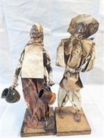 Mexican Folk Art Paper Mache Figures Man & Woman