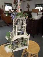Vintage Wood Birdcage w/ Decorations