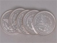 H- (5) 1 Troy Oz .999 Fine Silver Rounds