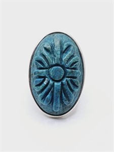Sterling Silver Ring with Sculpted Turquoise
