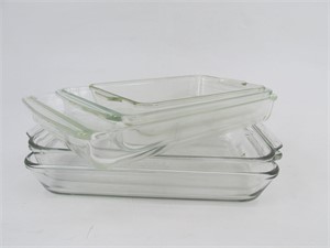 Lot Of 5 Clear Glass Baking Casserole Dishes
