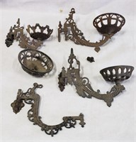 4 Cast Iron Oil Lamp Holders (missing pcs.)