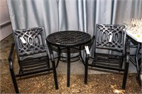 Black Metal Patio Table with 2 Chairs