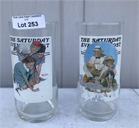 2 Norman Rockwell Series Glasses