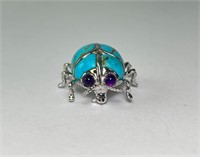 Sterling Turquoise/Amethyst Brooch 7 Grams