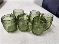 Set of 6 Green Vintage Mug Shot Glasses