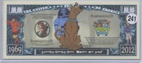 Scooby Doo 1969 2012 One Million Dollar Note