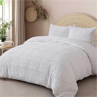 USED LIKE NEW - White Tufted Queen Comforter Set