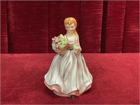 Lefton ESD 22985 Girl w/ Flowers Planter - Note