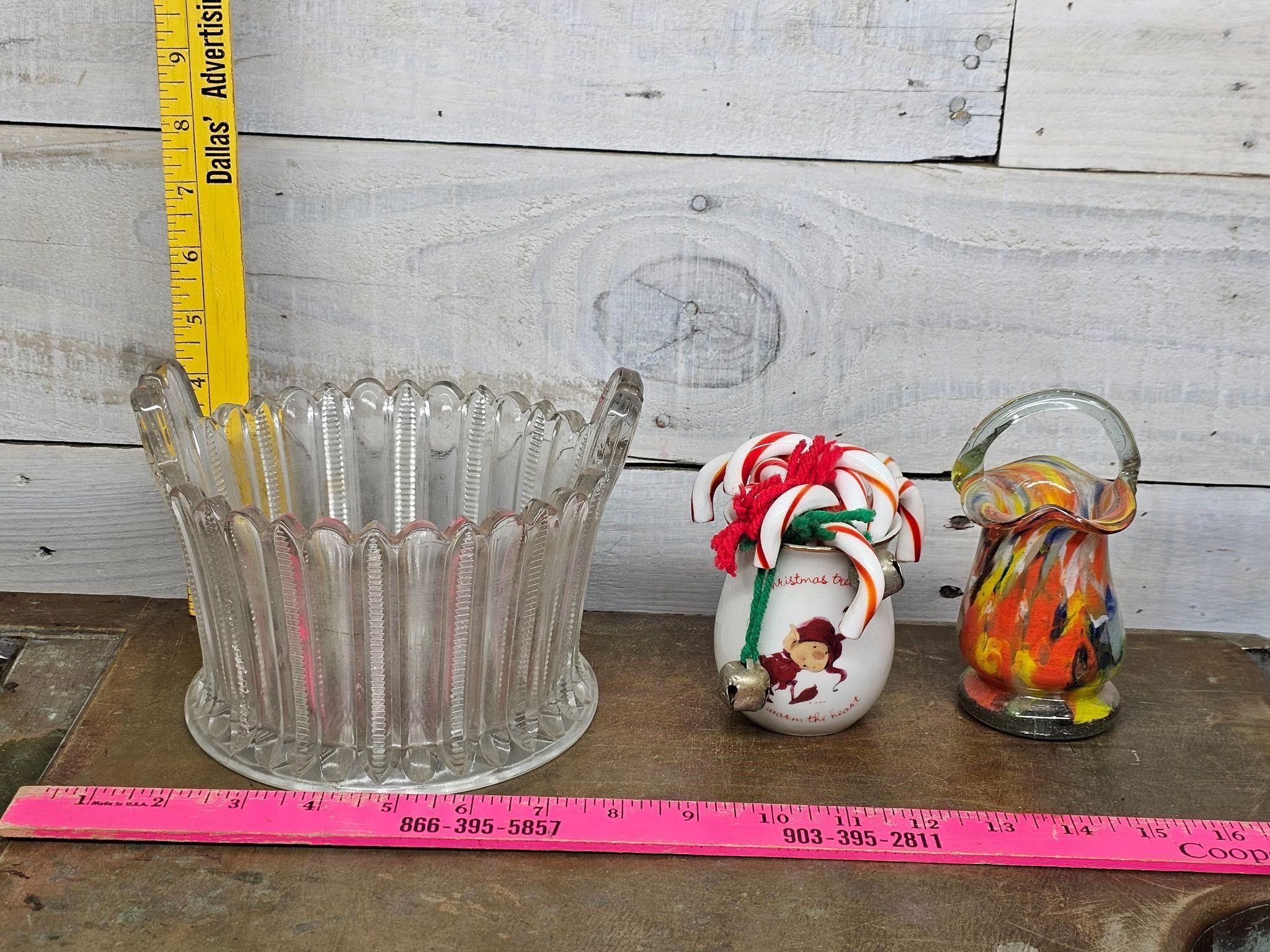 Glass candy canes, art glass, cut glass