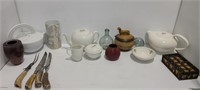 TEA POTS, VASES, CARVING UTENSILS