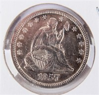 Coin  1857 Liberty Seated Quarter Extra Fine